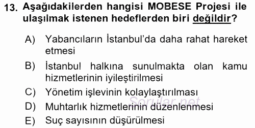 Özel Güvenlik Hizmetlerinde Güvenlik Önlemleri 2015 - 2016 Ara Sınavı 13.Soru