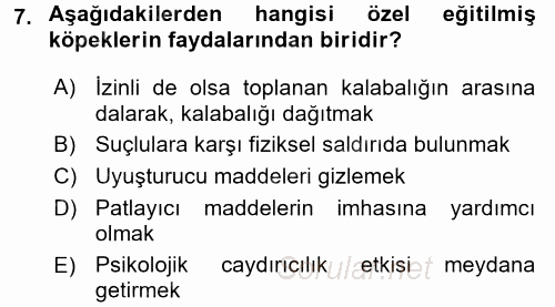 Özel Güvenlik Hizmetlerinde Güvenlik Önlemleri 2015 - 2016 Ara Sınavı 7.Soru