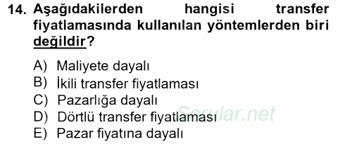 Maliyet Yönetimi 2013 - 2014 Dönem Sonu Sınavı 14.Soru