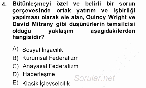 Avrupa Birliği 2013 - 2014 Dönem Sonu Sınavı 4.Soru