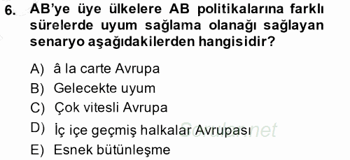 Avrupa Birliği 2013 - 2014 Dönem Sonu Sınavı 6.Soru