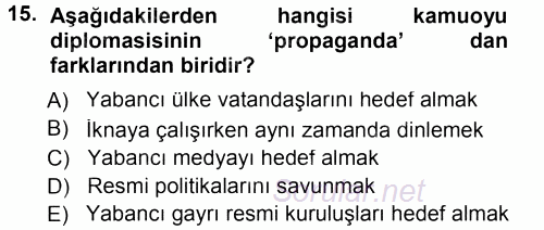 Diplomasi Tarihi 2012 - 2013 Dönem Sonu Sınavı 15.Soru