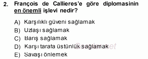 Diplomasi Tarihi 2012 - 2013 Dönem Sonu Sınavı 2.Soru