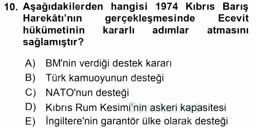 Diş Politika Analizi 2017 - 2018 3 Ders Sınavı 10.Soru