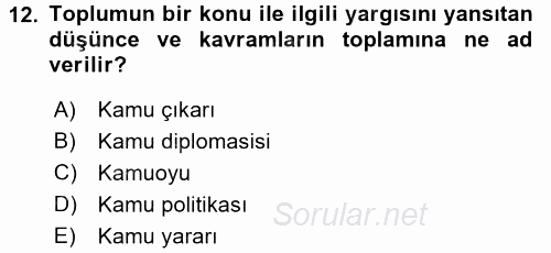 Diş Politika Analizi 2017 - 2018 3 Ders Sınavı 12.Soru
