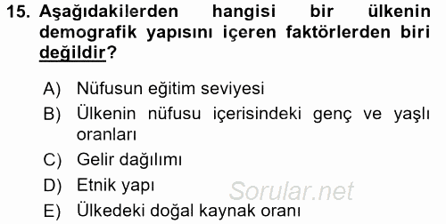 Diş Politika Analizi 2017 - 2018 3 Ders Sınavı 15.Soru