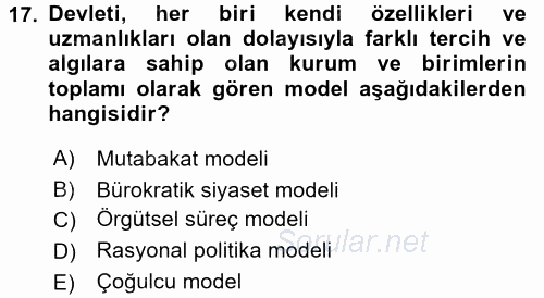 Diş Politika Analizi 2017 - 2018 3 Ders Sınavı 17.Soru
