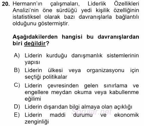 Diş Politika Analizi 2017 - 2018 3 Ders Sınavı 20.Soru