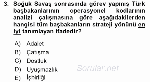 Diş Politika Analizi 2017 - 2018 3 Ders Sınavı 3.Soru