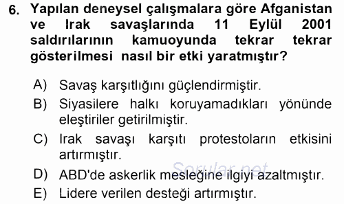 Diş Politika Analizi 2017 - 2018 3 Ders Sınavı 6.Soru