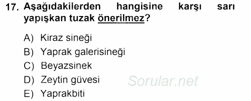 Entomoloji 2014 - 2015 Dönem Sonu Sınavı 17.Soru