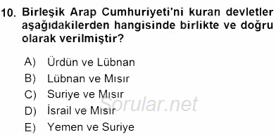 Orta Doğuda Siyaset 2015 - 2016 Tek Ders Sınavı 10.Soru