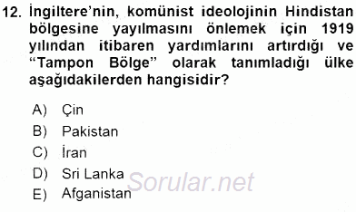 Orta Doğuda Siyaset 2015 - 2016 Tek Ders Sınavı 12.Soru