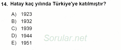 Orta Doğuda Siyaset 2015 - 2016 Tek Ders Sınavı 14.Soru