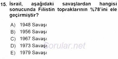 Orta Doğuda Siyaset 2015 - 2016 Tek Ders Sınavı 15.Soru