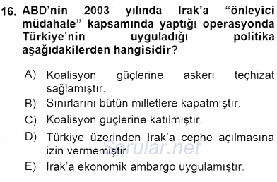 Orta Doğuda Siyaset 2015 - 2016 Tek Ders Sınavı 16.Soru