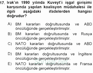 Orta Doğuda Siyaset 2015 - 2016 Tek Ders Sınavı 17.Soru