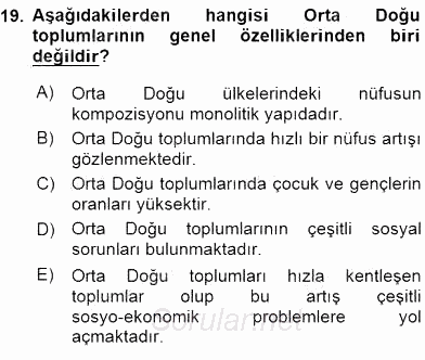 Orta Doğuda Siyaset 2015 - 2016 Tek Ders Sınavı 19.Soru
