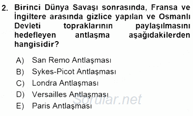 Orta Doğuda Siyaset 2015 - 2016 Tek Ders Sınavı 2.Soru