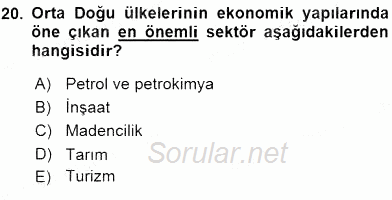Orta Doğuda Siyaset 2015 - 2016 Tek Ders Sınavı 20.Soru