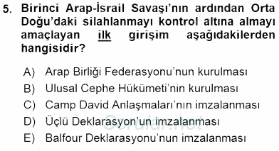 Orta Doğuda Siyaset 2015 - 2016 Tek Ders Sınavı 5.Soru