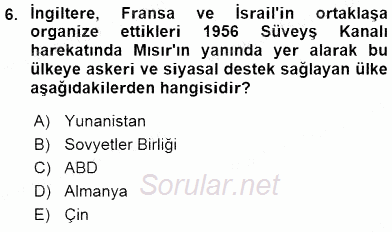 Orta Doğuda Siyaset 2015 - 2016 Tek Ders Sınavı 6.Soru