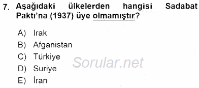Orta Doğuda Siyaset 2015 - 2016 Tek Ders Sınavı 7.Soru