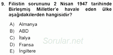 Orta Doğuda Siyaset 2015 - 2016 Tek Ders Sınavı 9.Soru