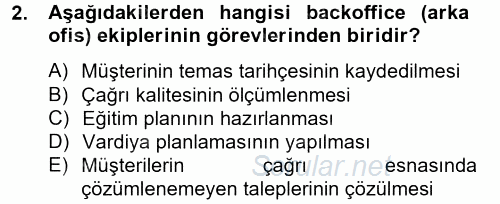Çağrı Merkezi Yönetimi 2 2013 - 2014 Ara Sınavı 2.Soru