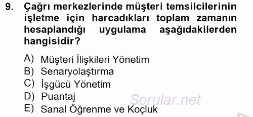 Çağrı Merkezi Yönetimi 2 2013 - 2014 Ara Sınavı 9.Soru