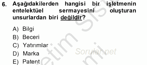 Finansal Yönetim 2 2014 - 2015 Ara Sınavı 6.Soru