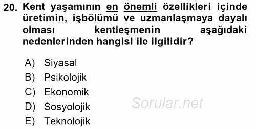 Toplumsal Yaşamda Aile 2017 - 2018 Dönem Sonu Sınavı 20.Soru