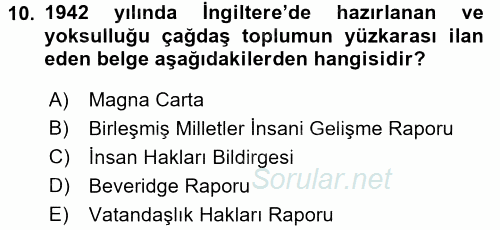 Türkiye Ekonomisi 2016 - 2017 3 Ders Sınavı 10.Soru