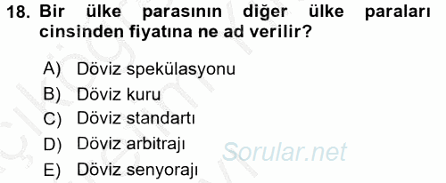 Türkiye Ekonomisi 2016 - 2017 3 Ders Sınavı 18.Soru