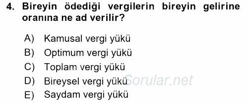 Türkiye Ekonomisi 2016 - 2017 3 Ders Sınavı 4.Soru