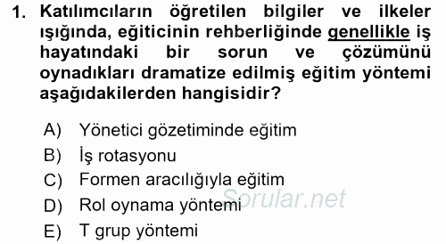 İnsan Kaynakları Yönetimi 2015 - 2016 Dönem Sonu Sınavı 1.Soru