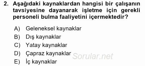 İnsan Kaynakları Yönetimi 2015 - 2016 Dönem Sonu Sınavı 2.Soru