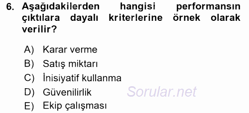 İnsan Kaynakları Yönetimi 2015 - 2016 Dönem Sonu Sınavı 6.Soru