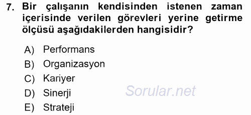 İnsan Kaynakları Yönetimi 2015 - 2016 Dönem Sonu Sınavı 7.Soru