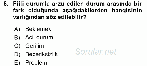 Sağlık Kurumları Yönetimi 2 2017 - 2018 Dönem Sonu Sınavı 8.Soru