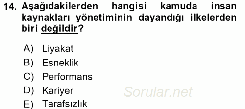 Kamu Yönetimi 2015 - 2016 Dönem Sonu Sınavı 14.Soru