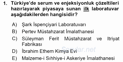 Temel İlaç Bilgisi Ve Akılcı İlaç Kullanımı 2016 - 2017 Ara Sınavı 1.Soru