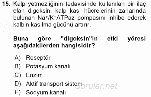 Temel İlaç Bilgisi Ve Akılcı İlaç Kullanımı 2016 - 2017 Ara Sınavı 15.Soru