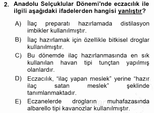 Temel İlaç Bilgisi Ve Akılcı İlaç Kullanımı 2016 - 2017 Ara Sınavı 2.Soru