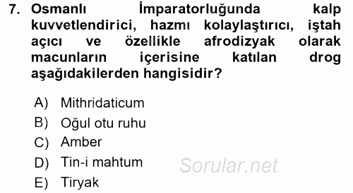 Temel İlaç Bilgisi Ve Akılcı İlaç Kullanımı 2016 - 2017 Ara Sınavı 7.Soru