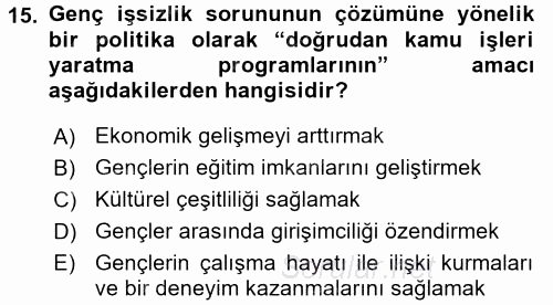 Sosyal Politika 2 2015 - 2016 Ara Sınavı 15.Soru