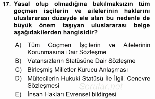 Sosyal Politika 2 2015 - 2016 Ara Sınavı 17.Soru