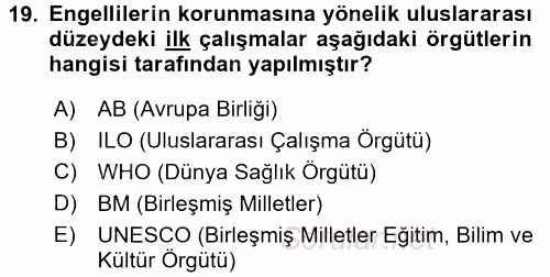 Sosyal Politika 2 2015 - 2016 Ara Sınavı 19.Soru