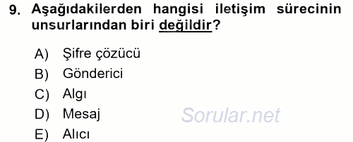 Yönetim Bilimi 1 2015 - 2016 Tek Ders Sınavı 9.Soru