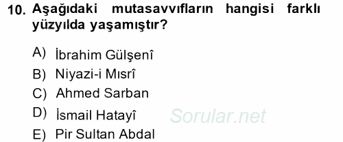 Halk Edebiyatına Giriş 2 2014 - 2015 Dönem Sonu Sınavı 10.Soru